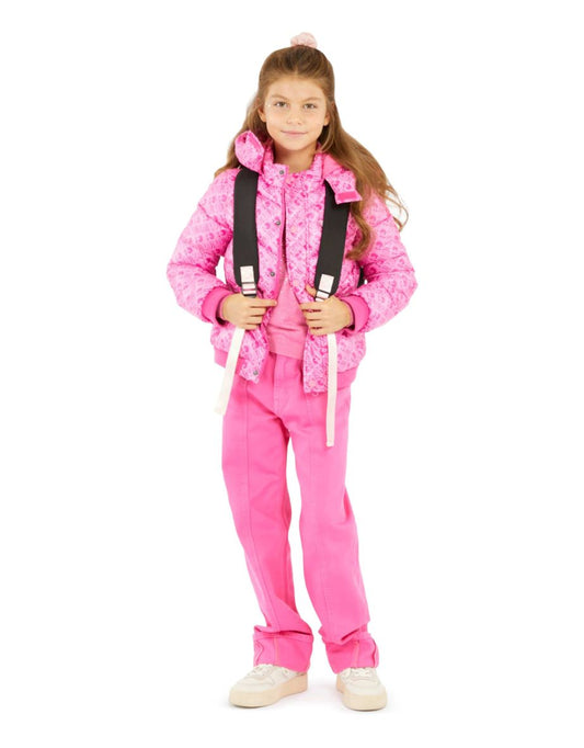 Chaqueta con capucha rosa para niña