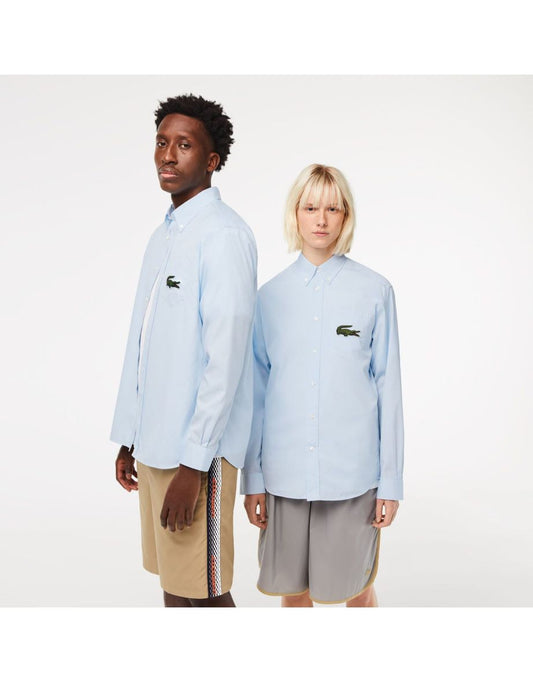Camisa masculina com listras azuis Lacoste Relaxed Fit