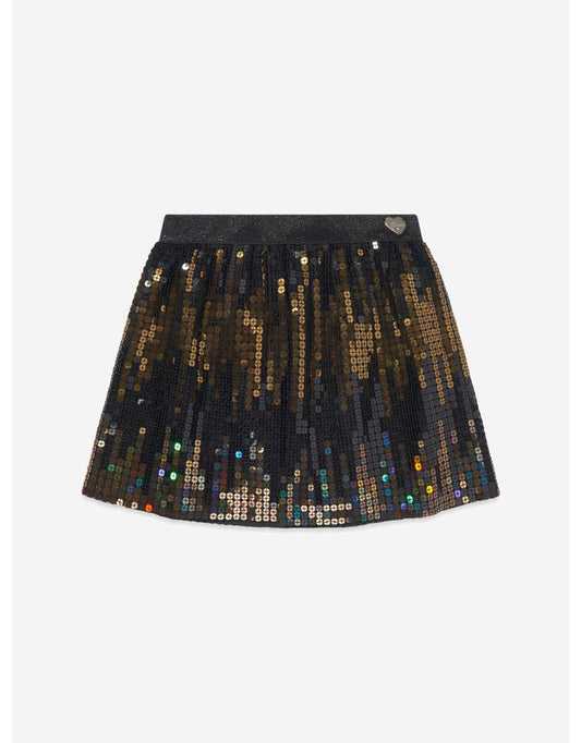 Minigonna nera da bambina con paillettes