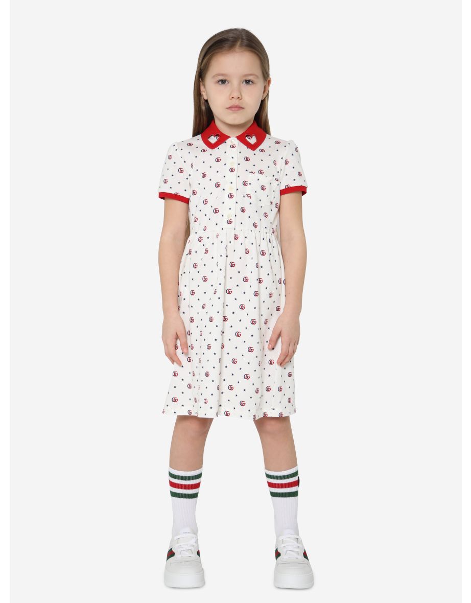 Vestido Polo con Logotipo para Niña en Blanco