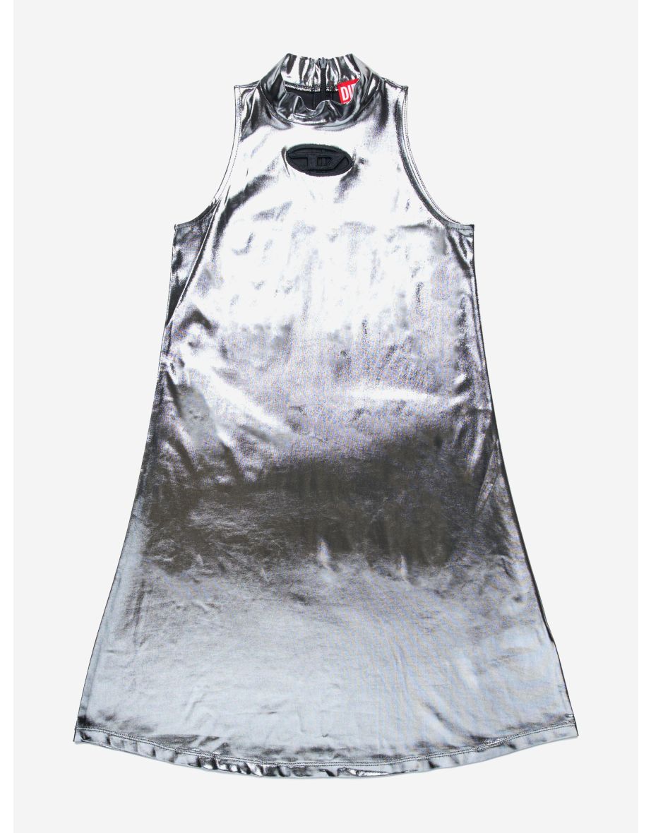 Vestito senza maniche da bambina in argento metallizzato