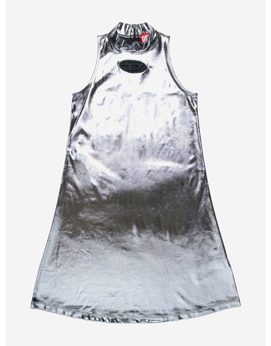 Vestido sin mangas plateado metalizado para niña