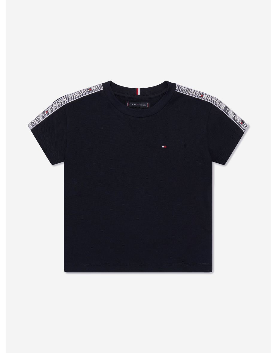 Boys' Navy Tape Logo T-Shirt