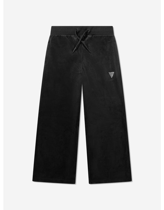 Joggers a gamba larga da bambina in velluto nero