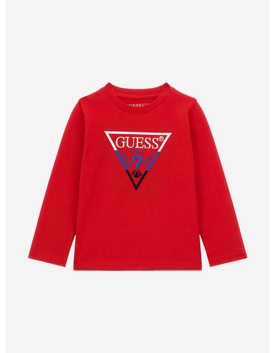 Maglietta a manica lunga rossa con logo per ragazzi
