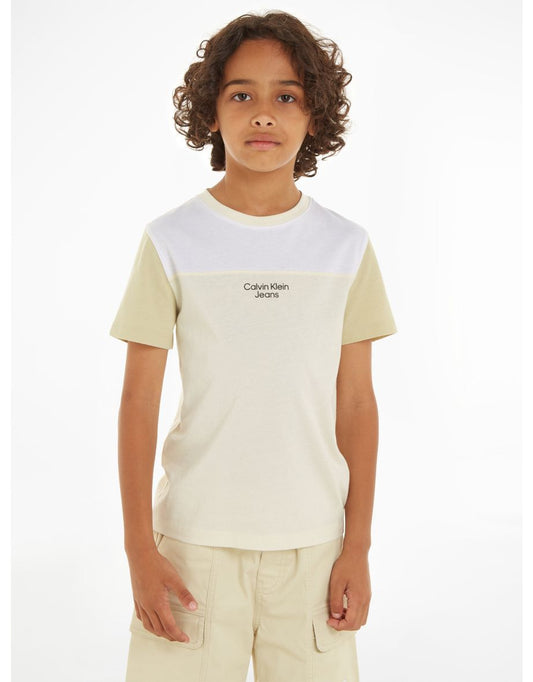 Maglietta Colorblock da ragazzo in beige