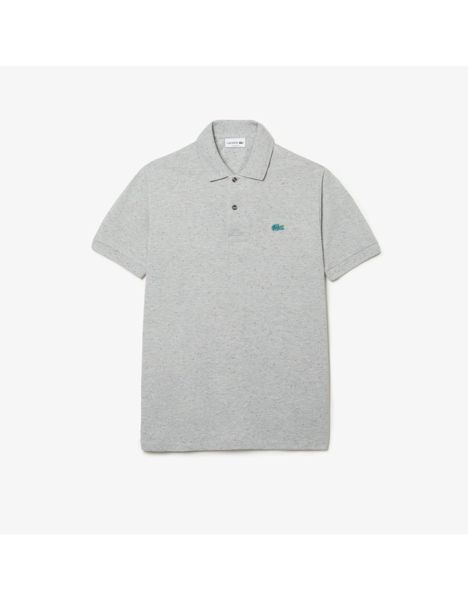 Camisa polo masculina Lacoste Classic Fit Speckled Print Cotton Piqué em cinza