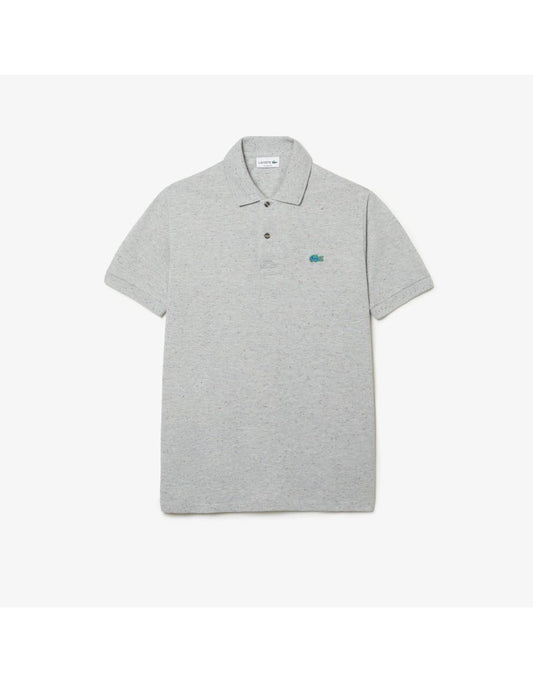 Camisa polo masculina Lacoste Classic Fit Speckled Print Cotton Piqué em cinza