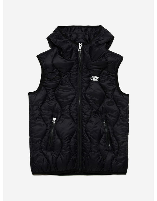 Gilet trapuntato per bambini in nero