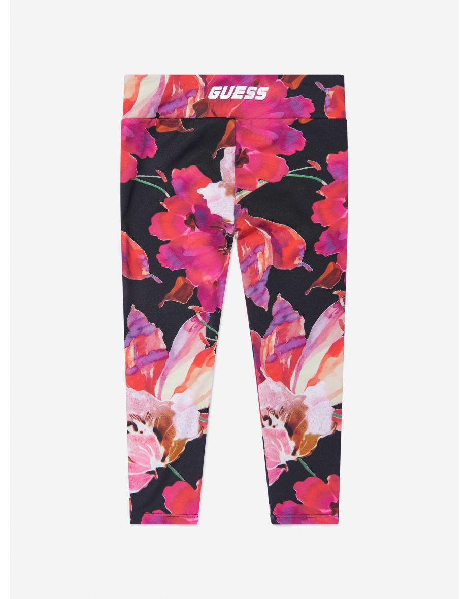 Leggings da bambina con stampa floreale rosa