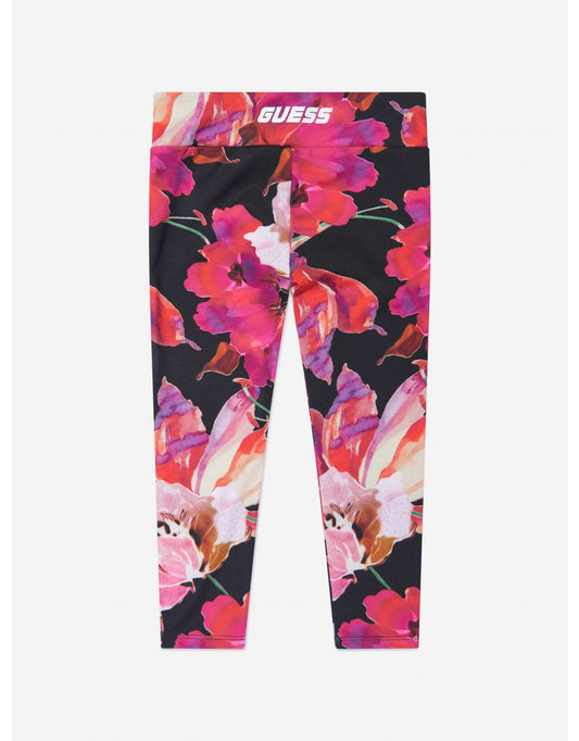 Leggings da bambina con stampa floreale rosa
