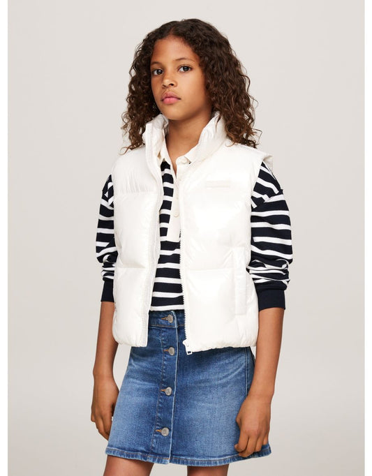 Tommy Hilfiger Chaleco Puffer Brillante New York Blanco para Niña