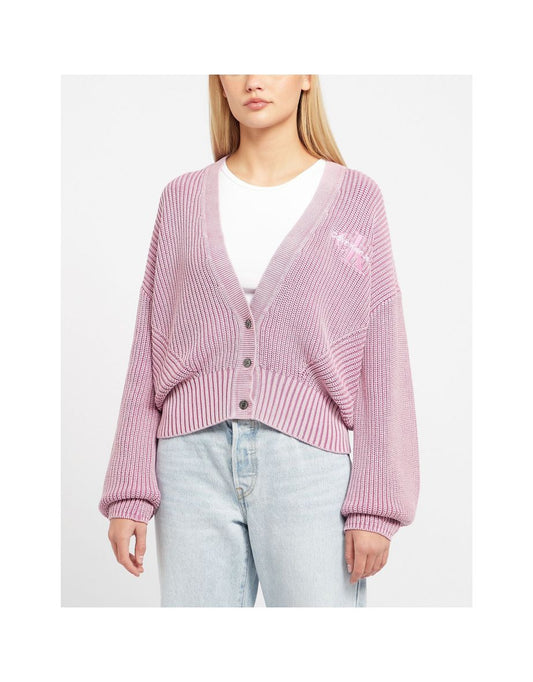 Calvin Klein - Cardigan con logo lavato viola da donna