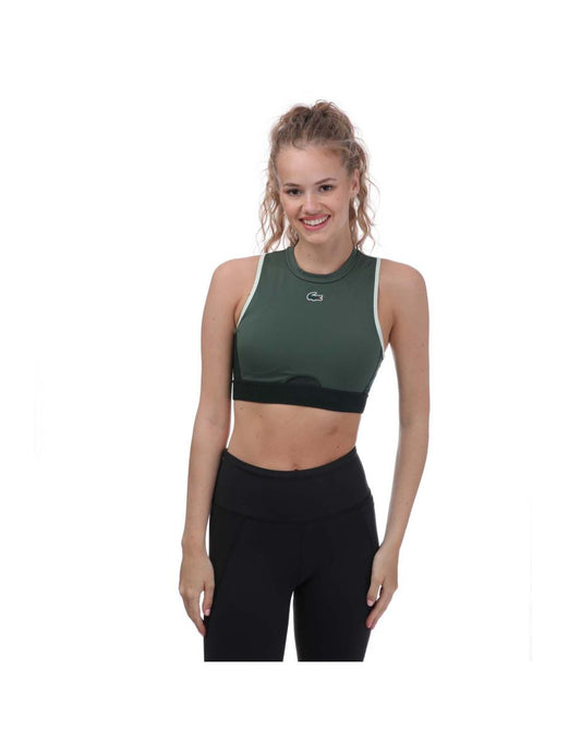 Reggiseno sportivo elasticizzato Lacoste verde da donna
