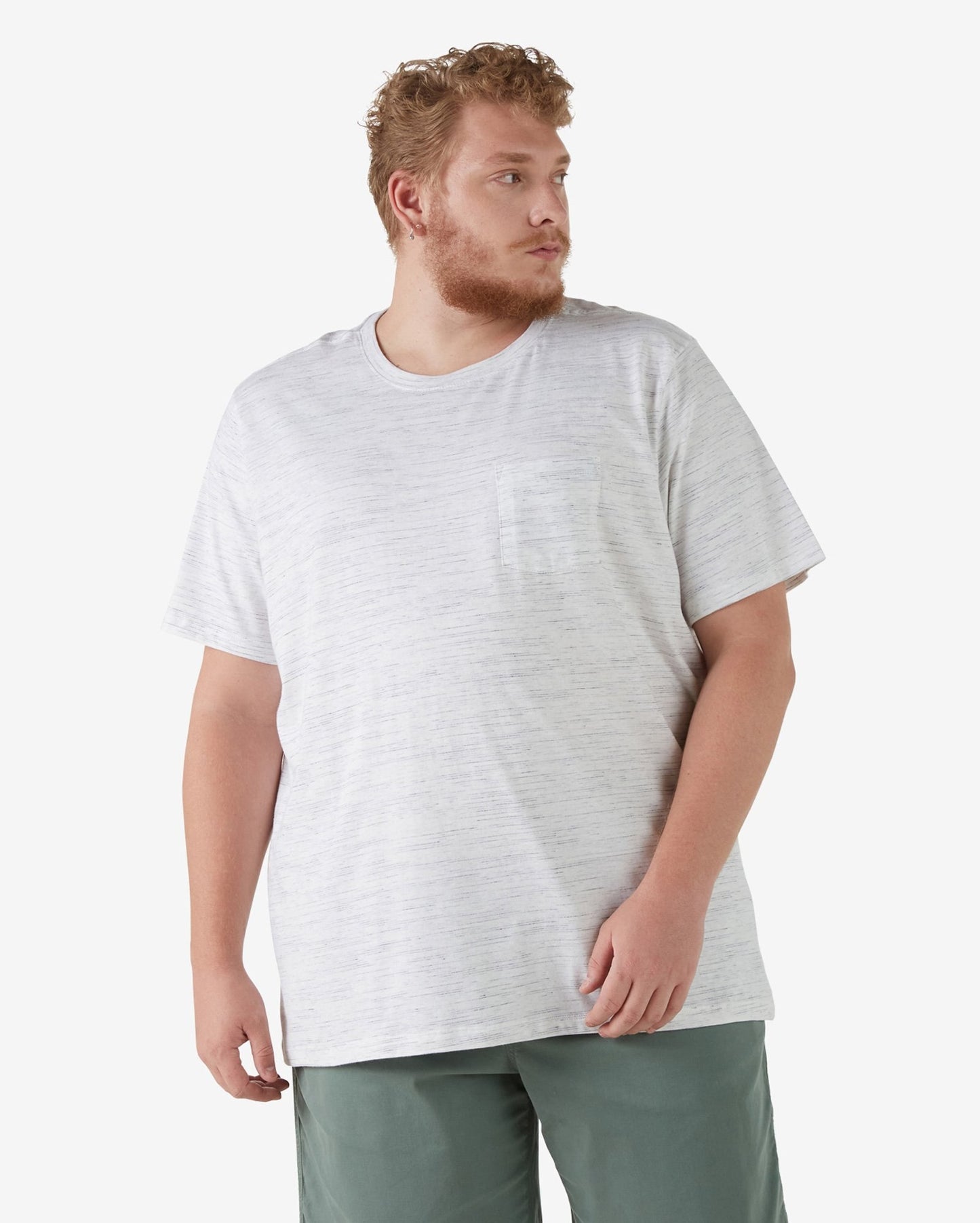 Camiseta masculina plus size de manga curta com bolso - Branca