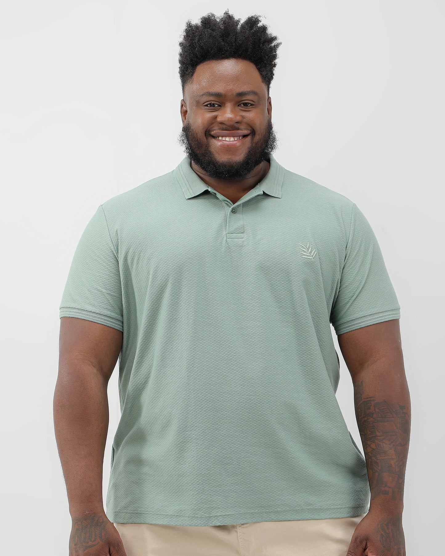 Camisa polo masculina plus size verde texturizada Allman By Riachuelo
