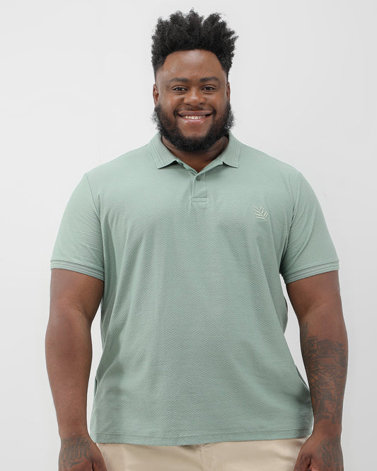 Camisa polo masculina plus size verde texturizada Allman By Riachuelo