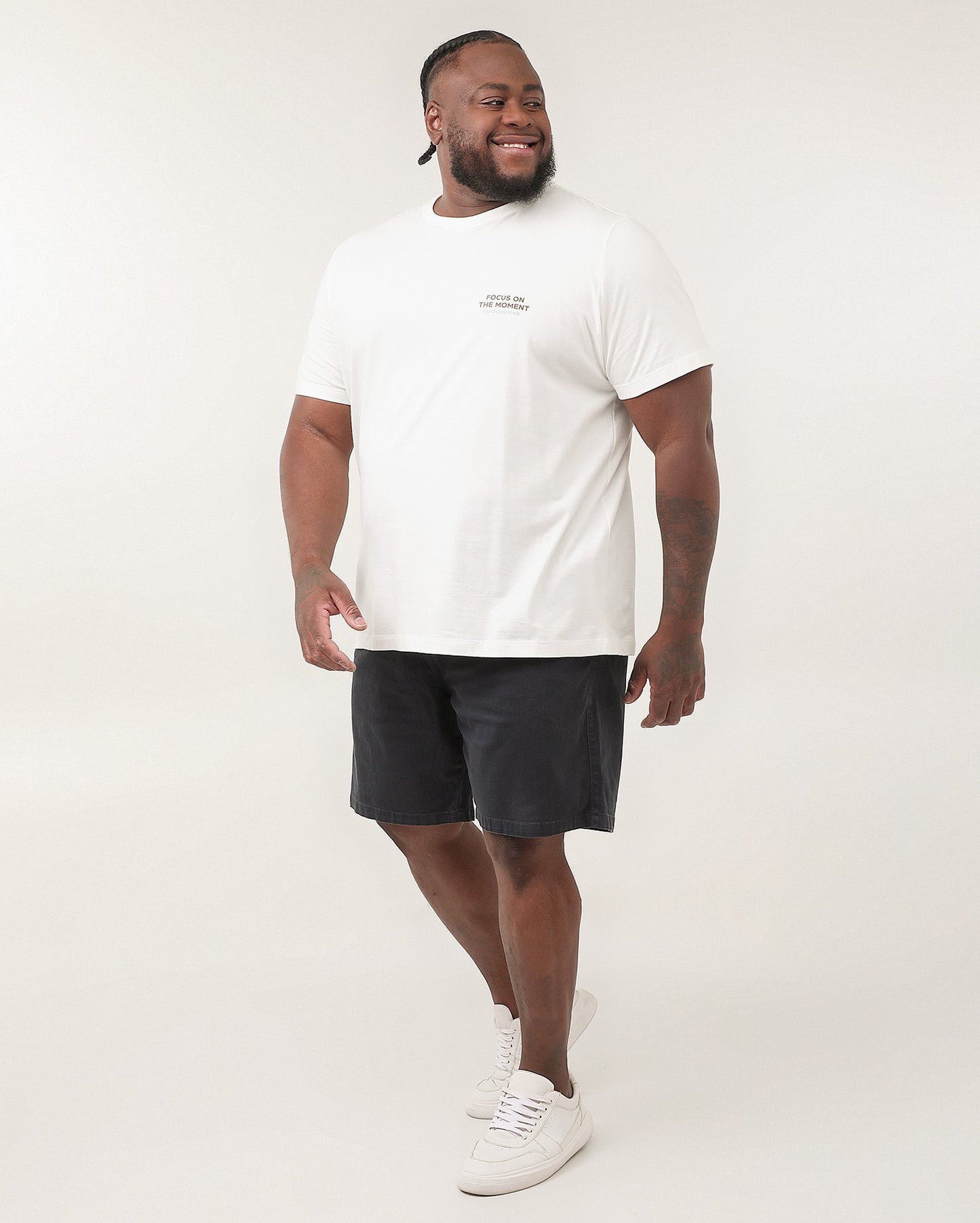 Bermudas masculinas de sarja de ajuste reto com elástico na cintura - Azul escuro | Pool Jeans