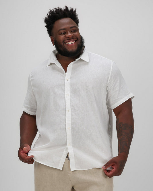 Camicia uomo plus size in lino bianco | Allman By Riachuelo