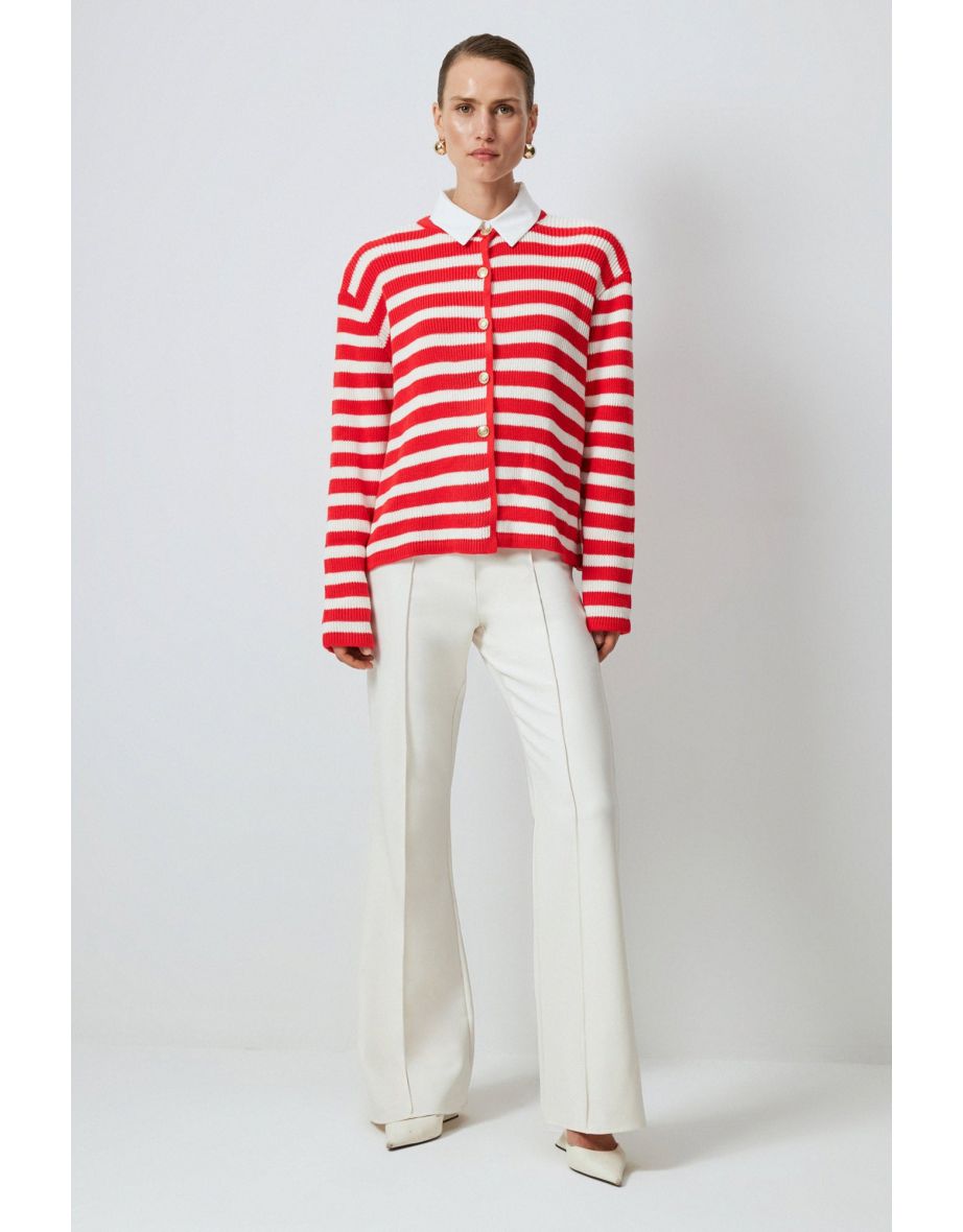 Cardigan corto a righe con bottoni dorati
