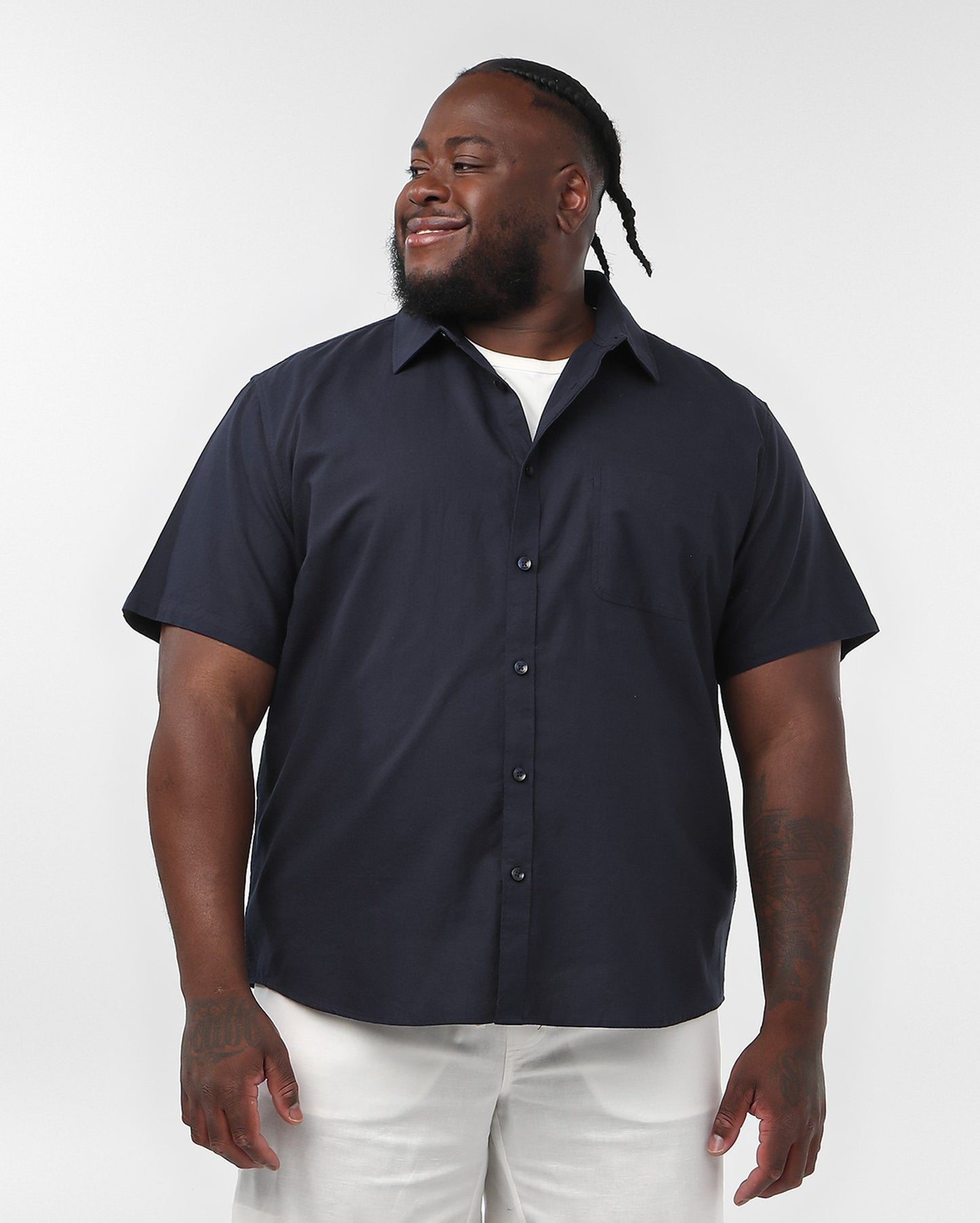 Men's Plus Size Short Sleeve Slim Shirt - Dark Blue | Original Plus By Riachuelo