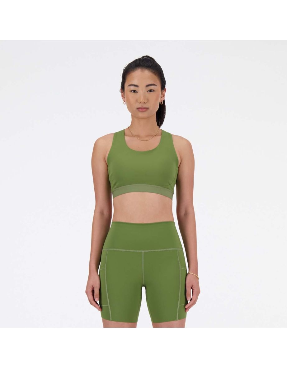 Reggiseno sportivo New Balance Sleek Medium Support con tasca da donna in verde