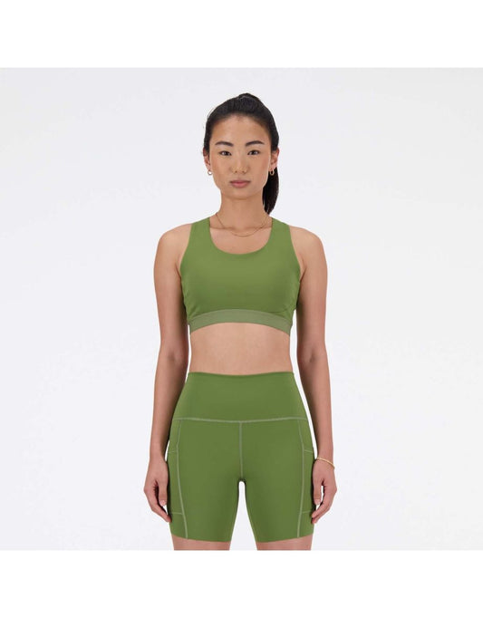 Reggiseno sportivo New Balance Sleek Medium Support con tasca da donna in verde