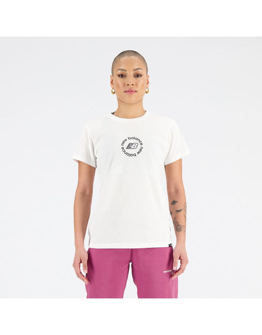 Maglietta New Balance Athletic Fit Sport Donna in Bianco
