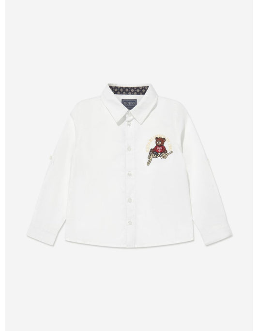 Camicia Oxford a maniche lunghe bianca da ragazzo