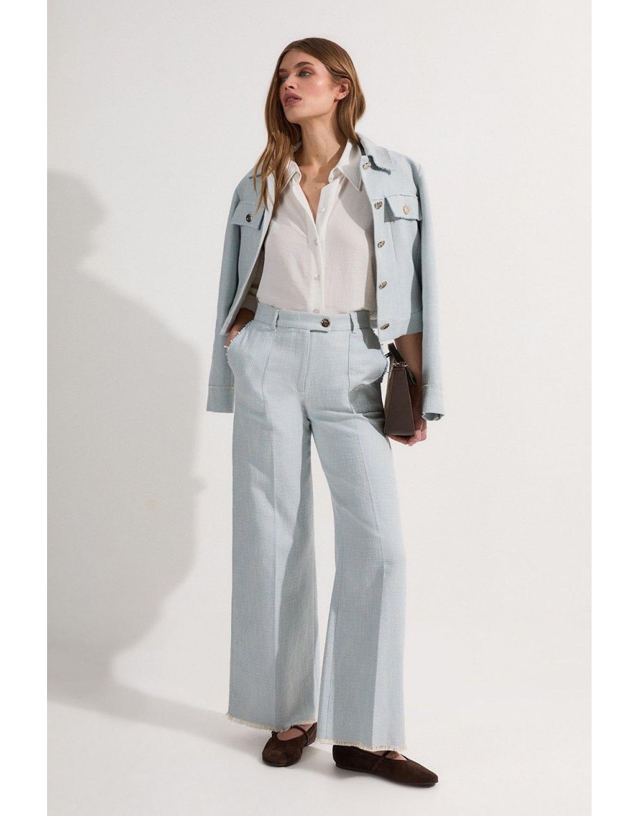 Pantaloni Petite Spring Tweed Tailored Straight-Leg