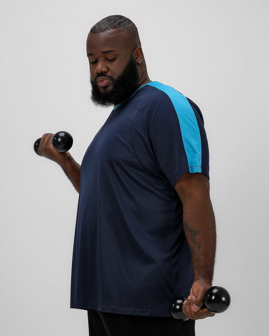 Men's Plus Size Blue Sports T-Shirt with Perforations | Bodywork By Riachuelo