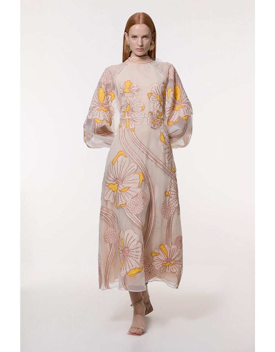 Vestido Maxi Organdy Floral Graphic Petite