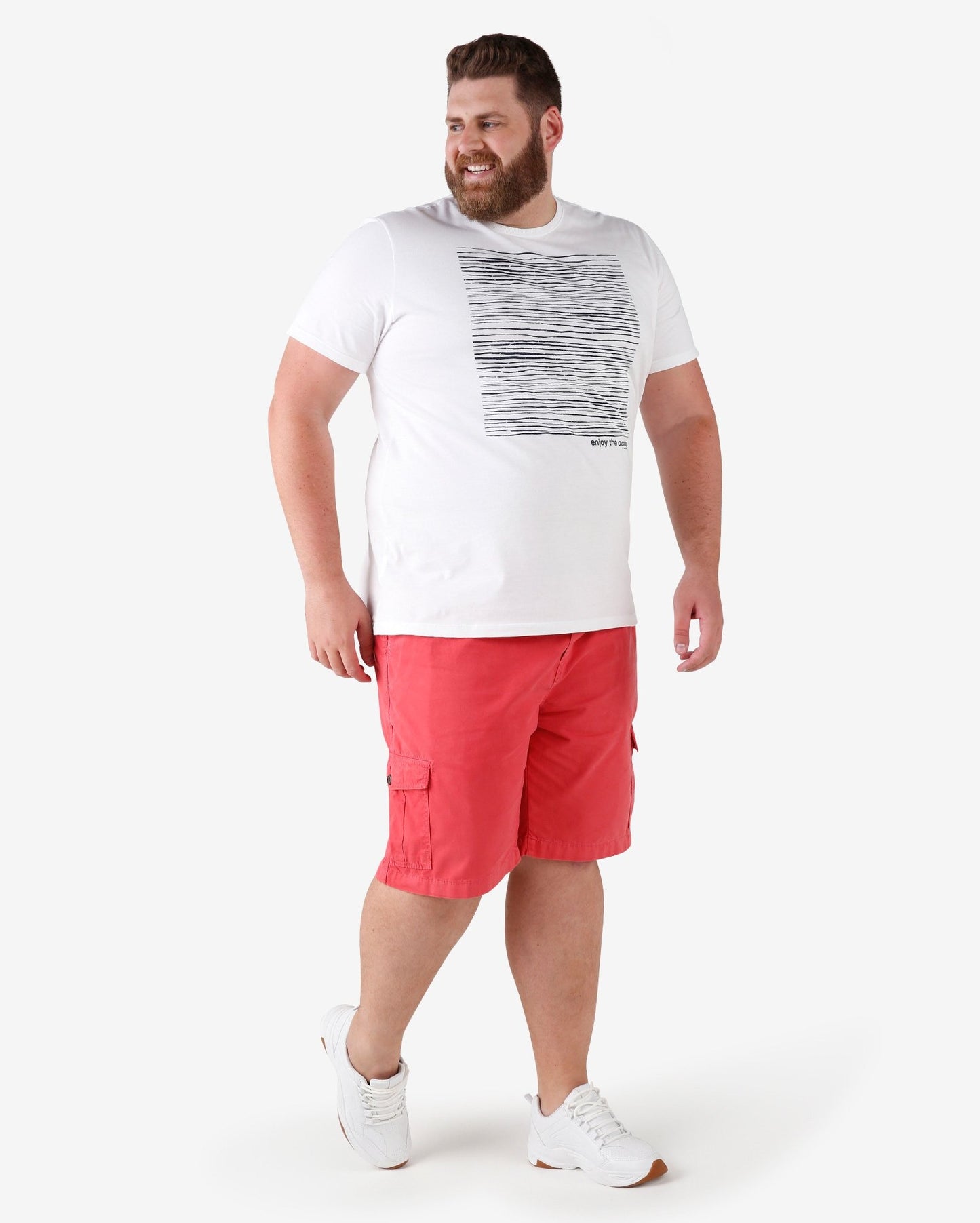 Plus Size Red Washed Cargo Denim Shorts
