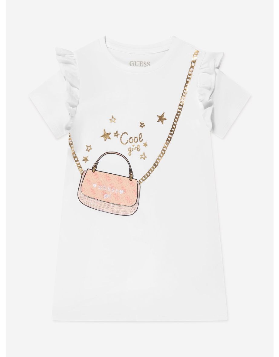 Vestido de punto estampado blanco para niña