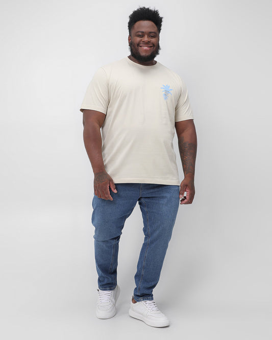 Calça jeans masculina de tamanho grande com perna reta e brim médio - Original Plus da Riachuelo