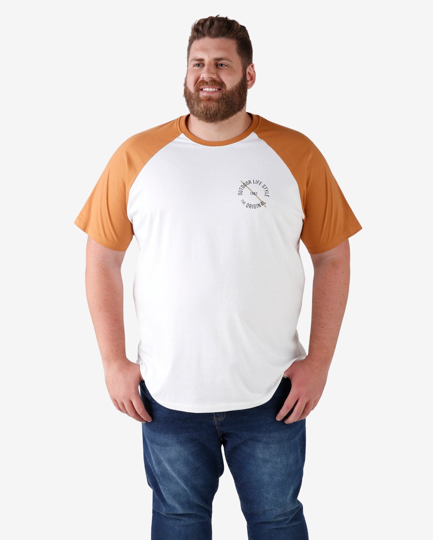 Plus Size Short Sleeve T-Shirt - White/Orange