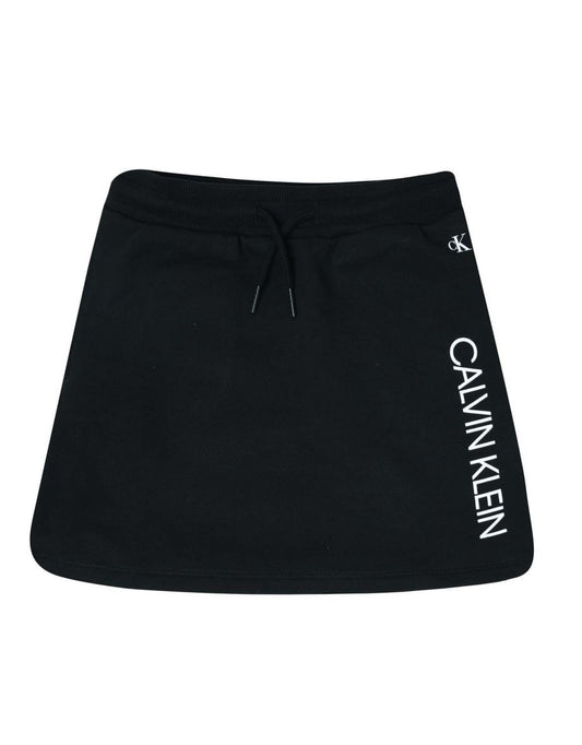 Calvin Klein Junior Minifalda de rizo de algodón negra para niña
