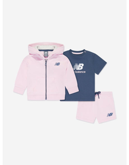 New Balance Girls' 3-Piece Pink Short Set