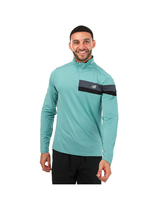 Blusa masculina New Balance Accelerate Half-Zip Top em turquesa