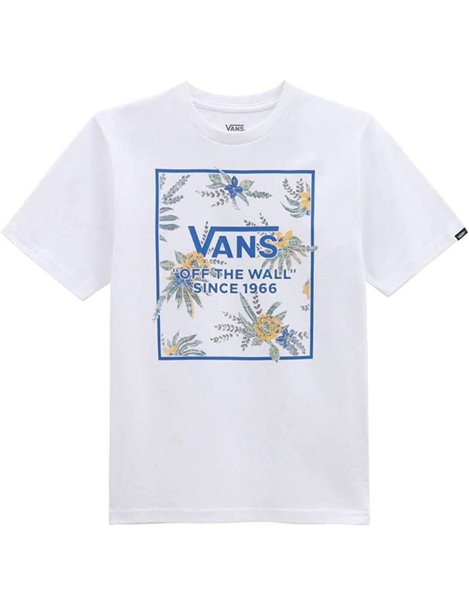Vans Boys Califlower Box Short Sleeve Crew Neck Cotton T-Shirt - White