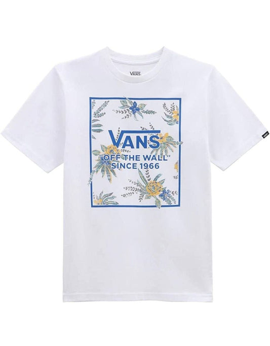 Vans Boys Califlower Box Short Sleeve Crew Neck Cotton T-Shirt - White