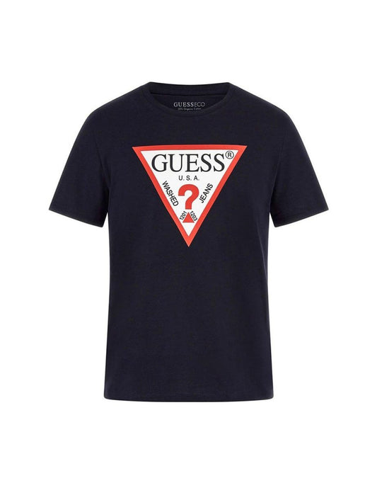 Camiseta com gola redonda e manga curta com o logotipo original em azul inteligente - Navy
