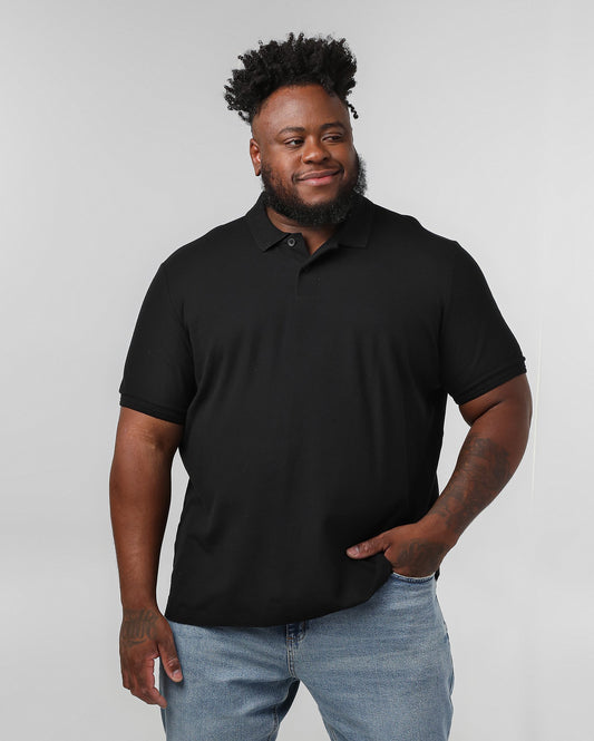 Camisa polo sólida masculina plus size - Preta | Original Plus by Riachuelo