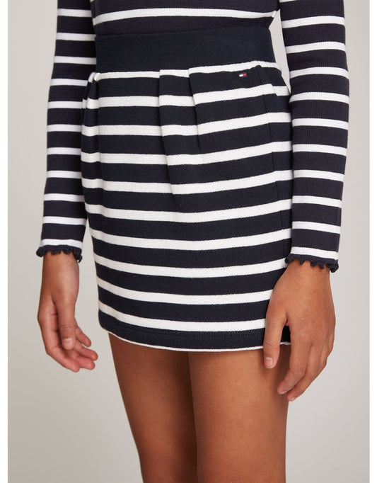 Tommy Hilfiger Gonna a righe da bambina in blu scuro