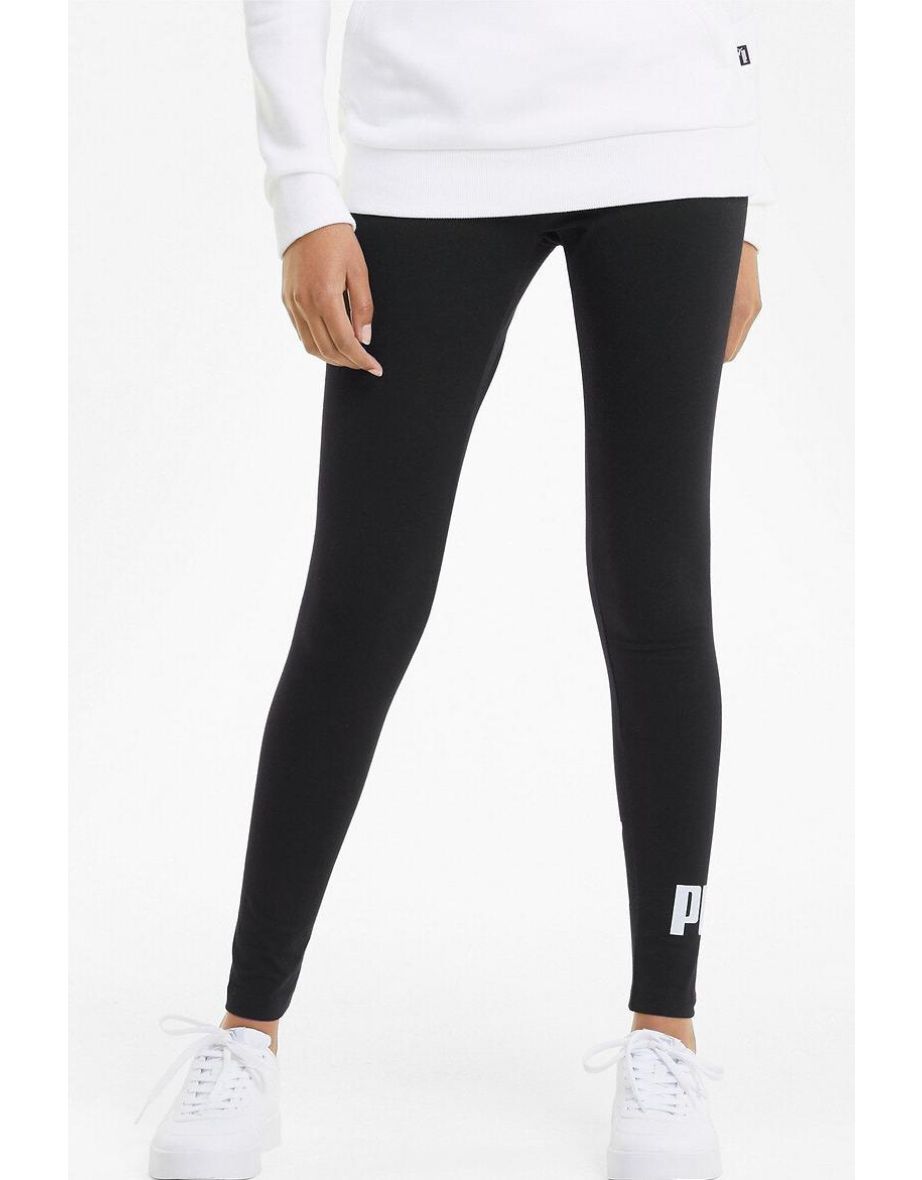 Leggings in cotone organico con stampa logo sulla gamba