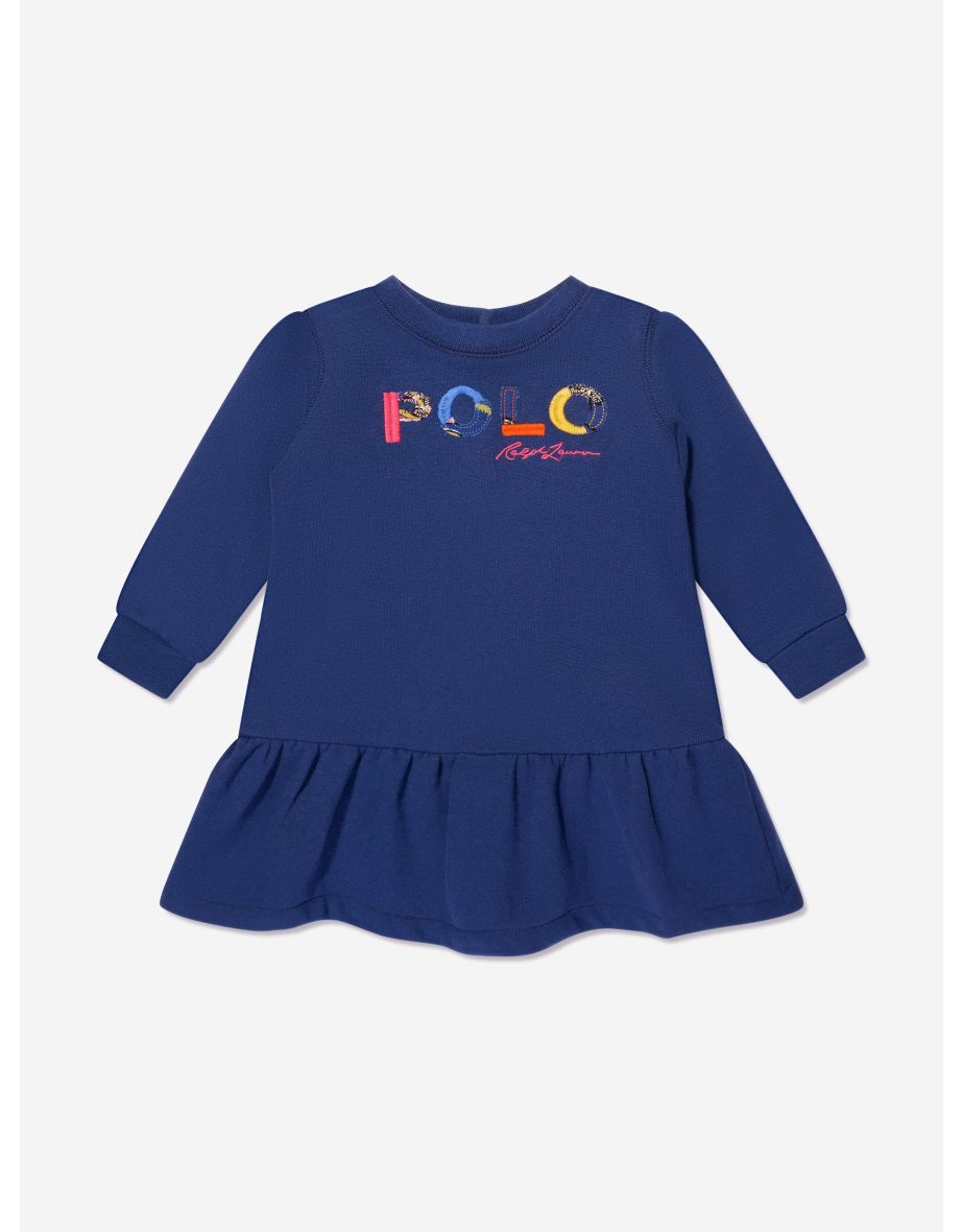 Vestido jersey polo azul marino para bebé niña