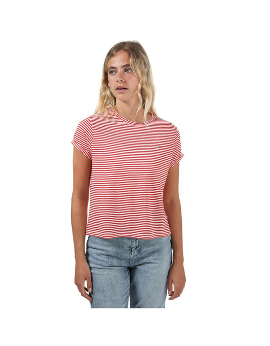 Maglietta Tommy Hilfiger Donna Red Stripe Relaxed Fit