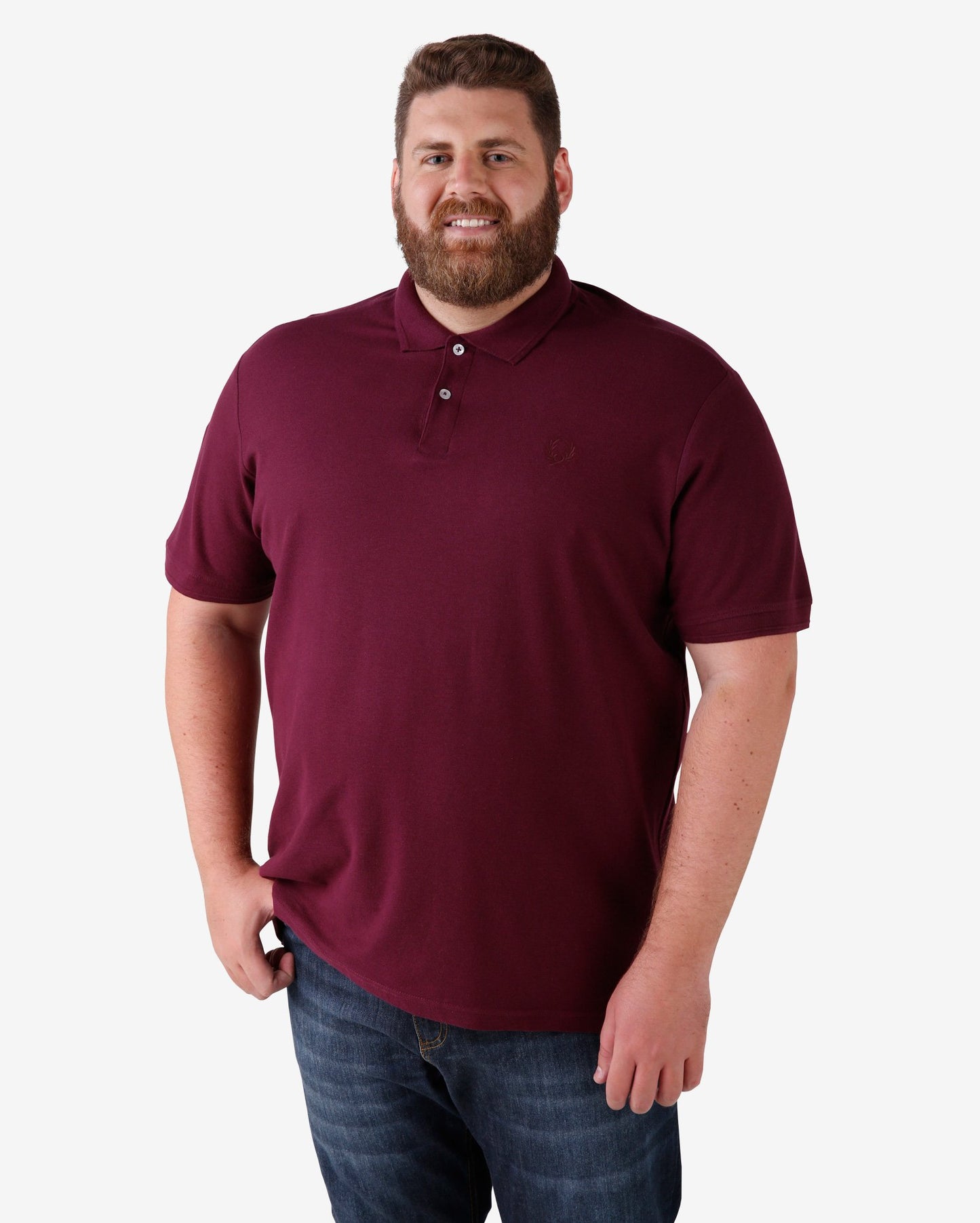 Basic Plus Size Polo Shirt - Burgundy