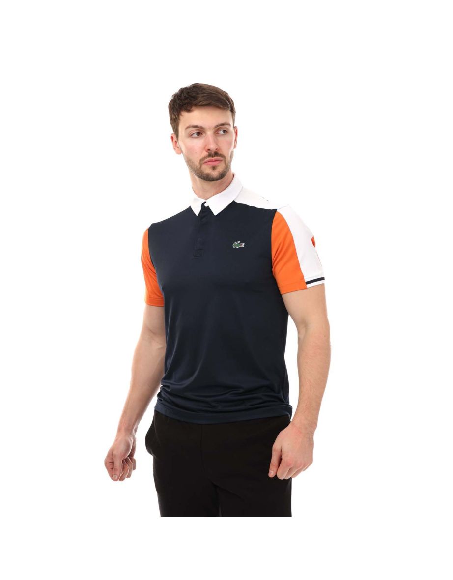 Camisa polo masculina Lacoste SPORT azul para golfe