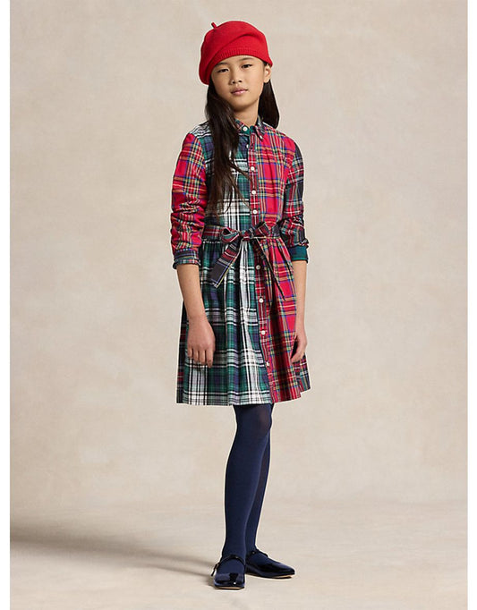 Vestito con camicia a quadri multicolore da bambina Ralph Lauren